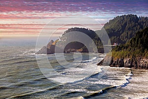 Heceta Head Lighthouse at Sunset